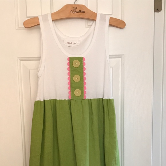 Linen Lime green tank Girls Dress - Picture 1 of 6